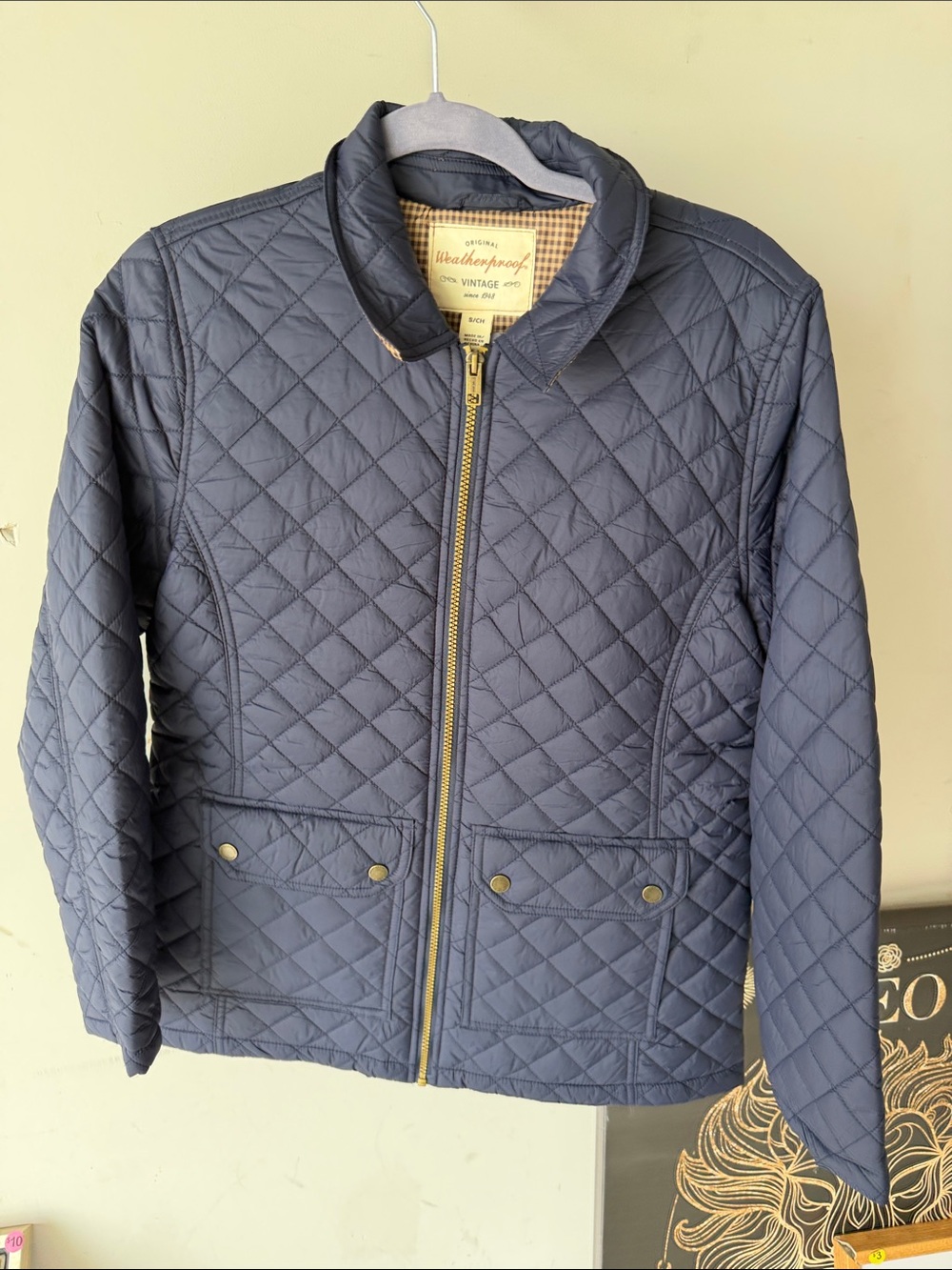 Weatherproof Navy Quilted Zip-Up Jacket